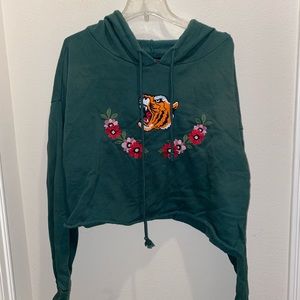 Green LA Hearts Crop Top Sweater